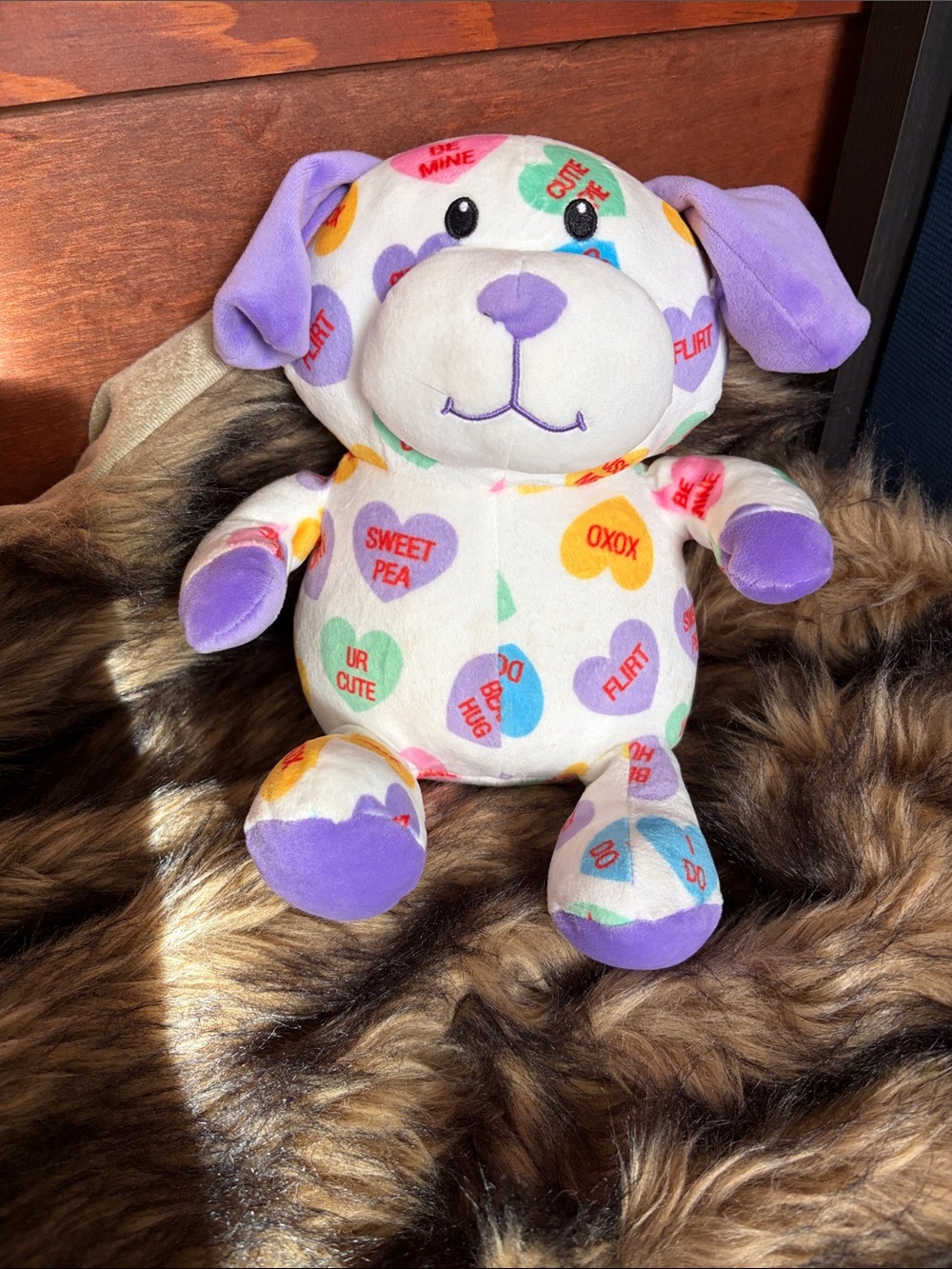 SWEETHEARTS Candies The Original PUPPY DOG Plush Candy Hearts Purple Valentine